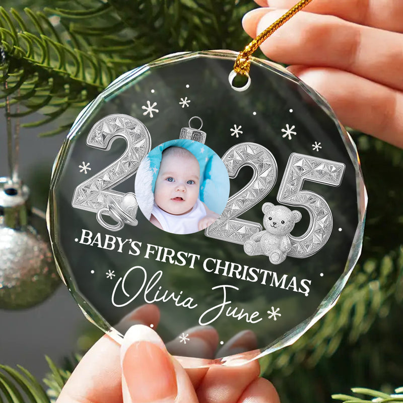 Custom Baby First Christmas Ornament 2025 Crystal Effect - Personalized Glass Ornament - Baby Keepsake Gift, Newborn Gift, Personalized Photo Ornament