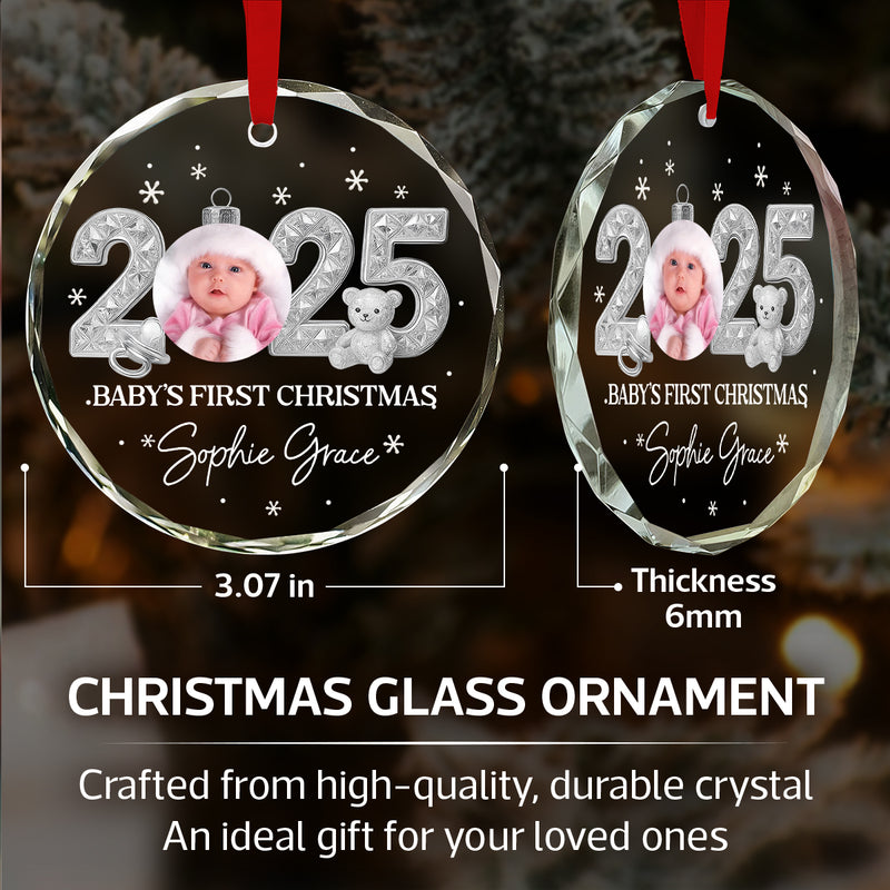 Custom Baby First Christmas Ornament 2025 Crystal Effect - Personalized Glass Ornament - Baby Keepsake Gift, Newborn Gift, Personalized Photo Ornament