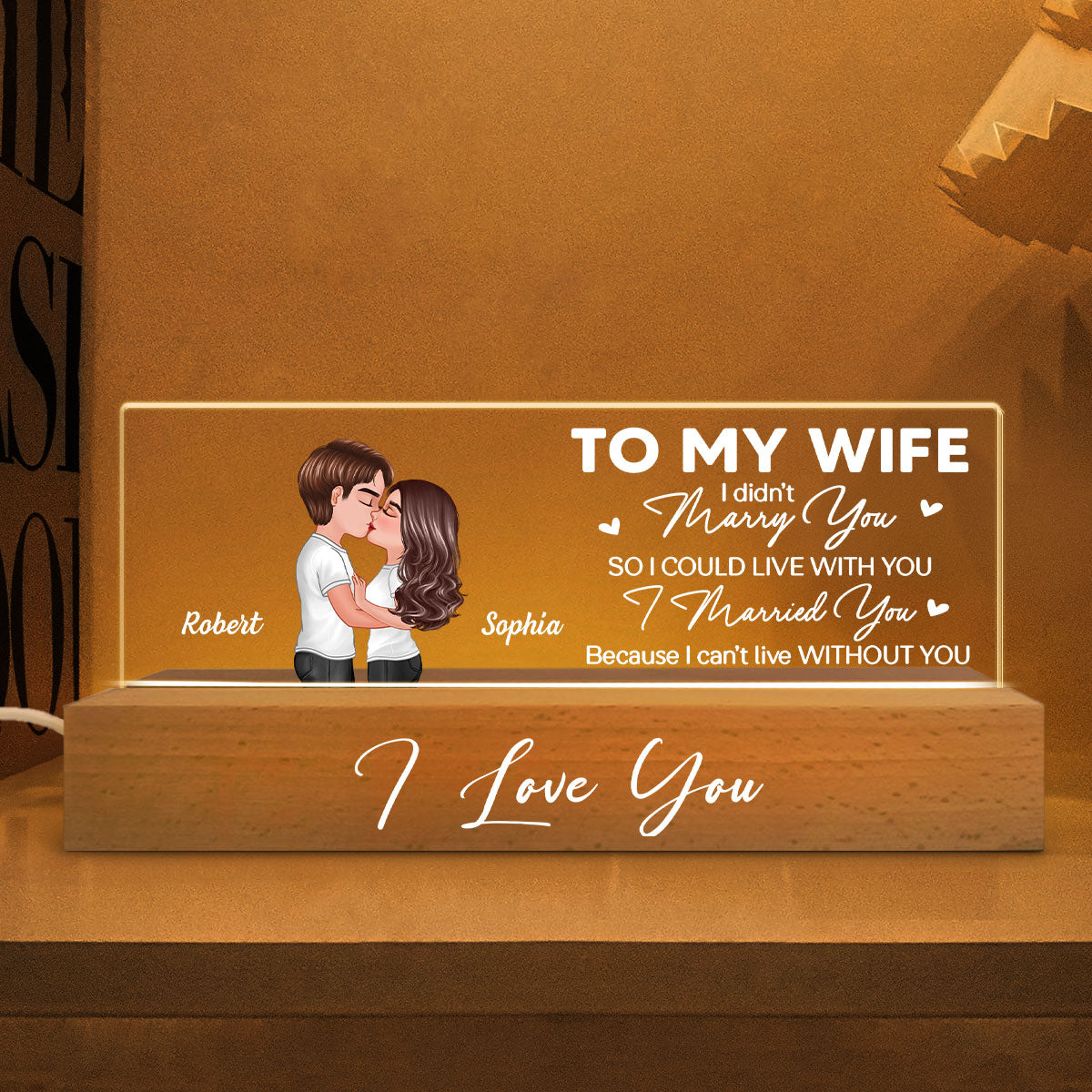 Couple Kissing To My Wife To My Husband Personalized Acrylic Block LED Night Light