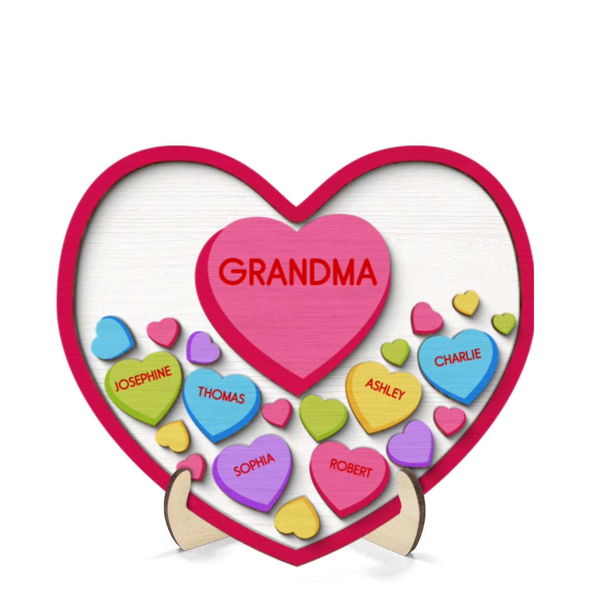 Grandma Mom Conversation Hearts In Heart Valentine‘s Day Gift Personalized 2-Layer Wooden Plaque