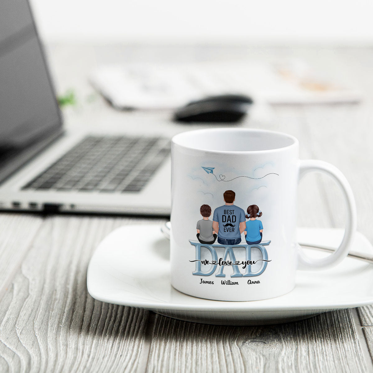 Dad Grandpa And Kids On Text Personalized Mug, Father's Day Gift For Dad, Grandpa, Husband
