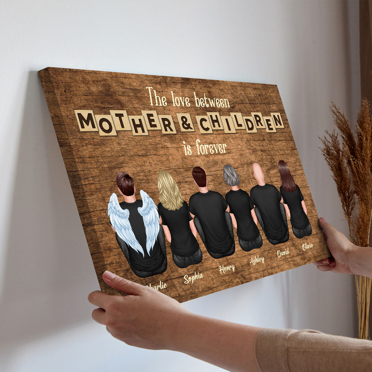 The Love Between Mother & Daughters Sons Is Forever Personalized Wrapped Canvas, Heartfelt Gift For Mom