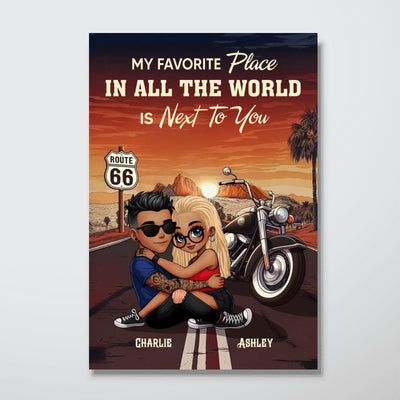 African American Biker Couple Riding Partners for Life Personalized Poster, Gift for him, Gift for her