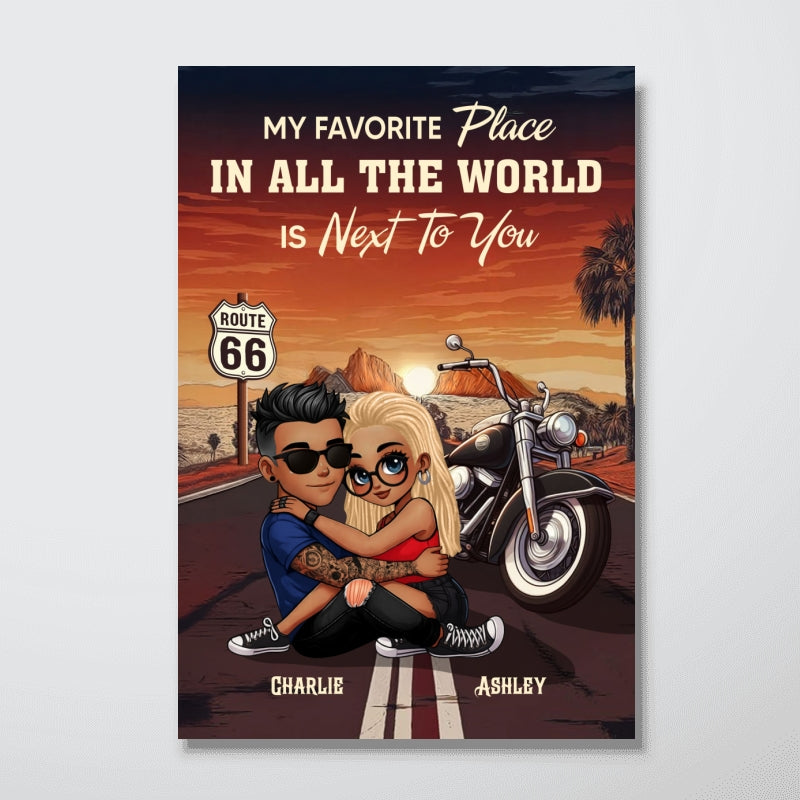 African American Biker Couple Riding Partners for Life Personalized Poster, Gift for him, Gift for her