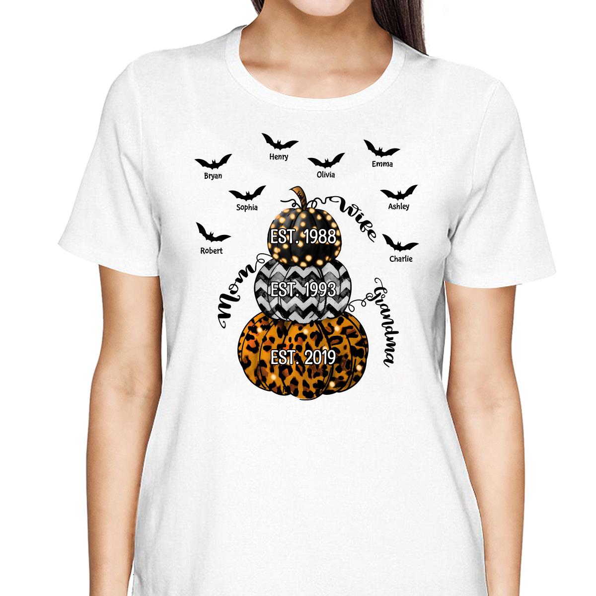 Halloween Stacked Pumpkins Grandpa Personalized Shirt