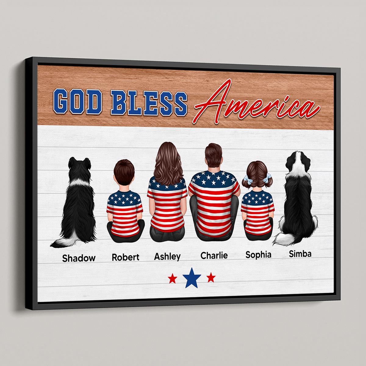 God Bless America Family Sitting Personalized Poster, 4th Of July Decor