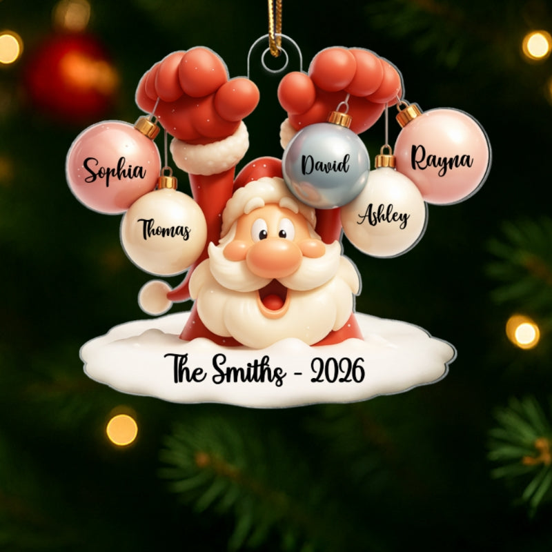 Family Name Christmas Santa Personalized Ornament, Gift for Family, Acrylic Ornament