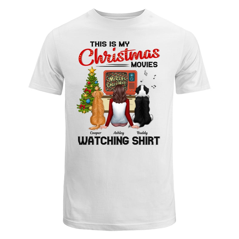 Christmas Movies Watching Shirt Man Woman In Pajamas With Dog Cat Personalized Shirt