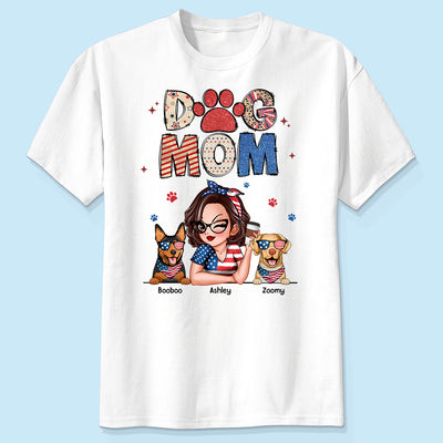 Dog Mom 4th of July America Sparkly Pattern Personalized Shirt, Independence Day