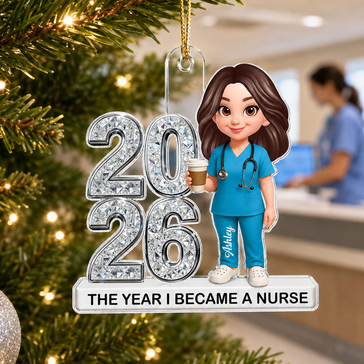 The Year I Became A Nurse - Personalized Acrylic Ornament - Christmas Gift, Graduation Gift For Nurse, Milestone Keepsake For Healthcare Workers