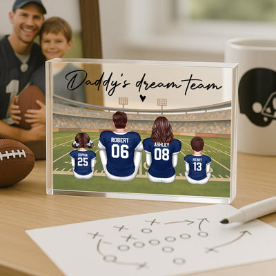 Retro Vintage American Football Daddy's Dream Team Personalized Acrylic Block Plaque| Unique Father's Day Gift For Dad, Husband