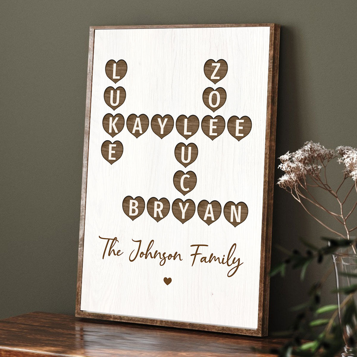 Family Crossword Art - Created In A Moment, Treasured Forever Personalized Poster
