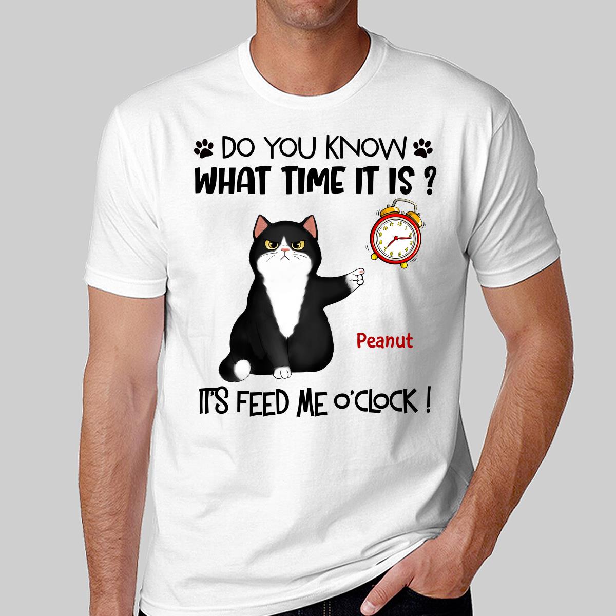 It‘s Feed Me O’clock Grumpy Fluffy Cat Personalized Shirt