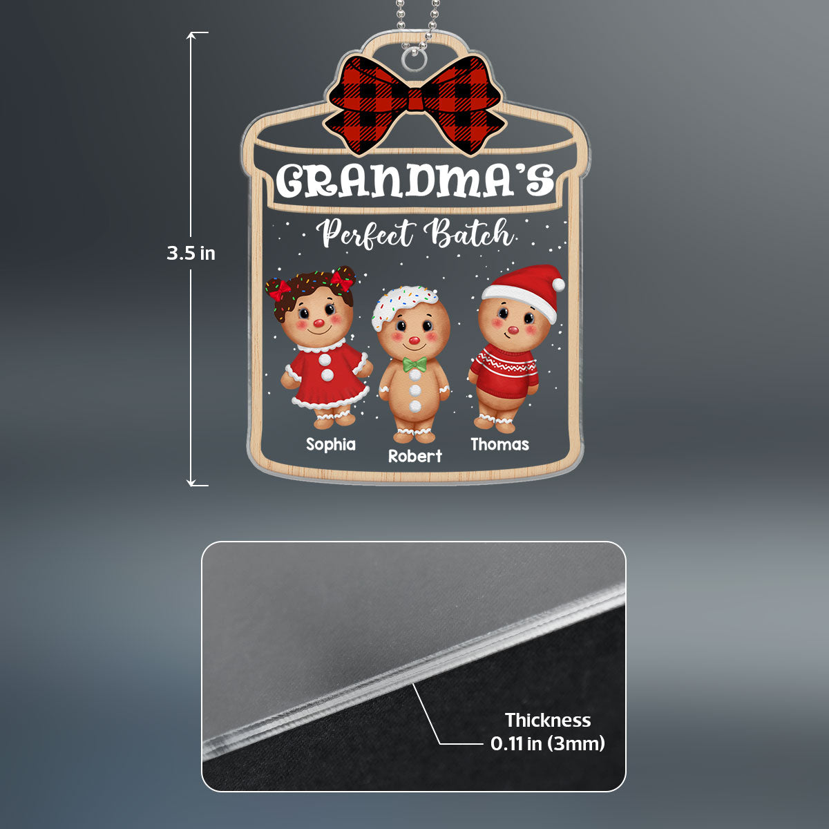 Grandma Mom Perfect Batch Gingerbread Christmas Gift Personalized Acrylic Ornament