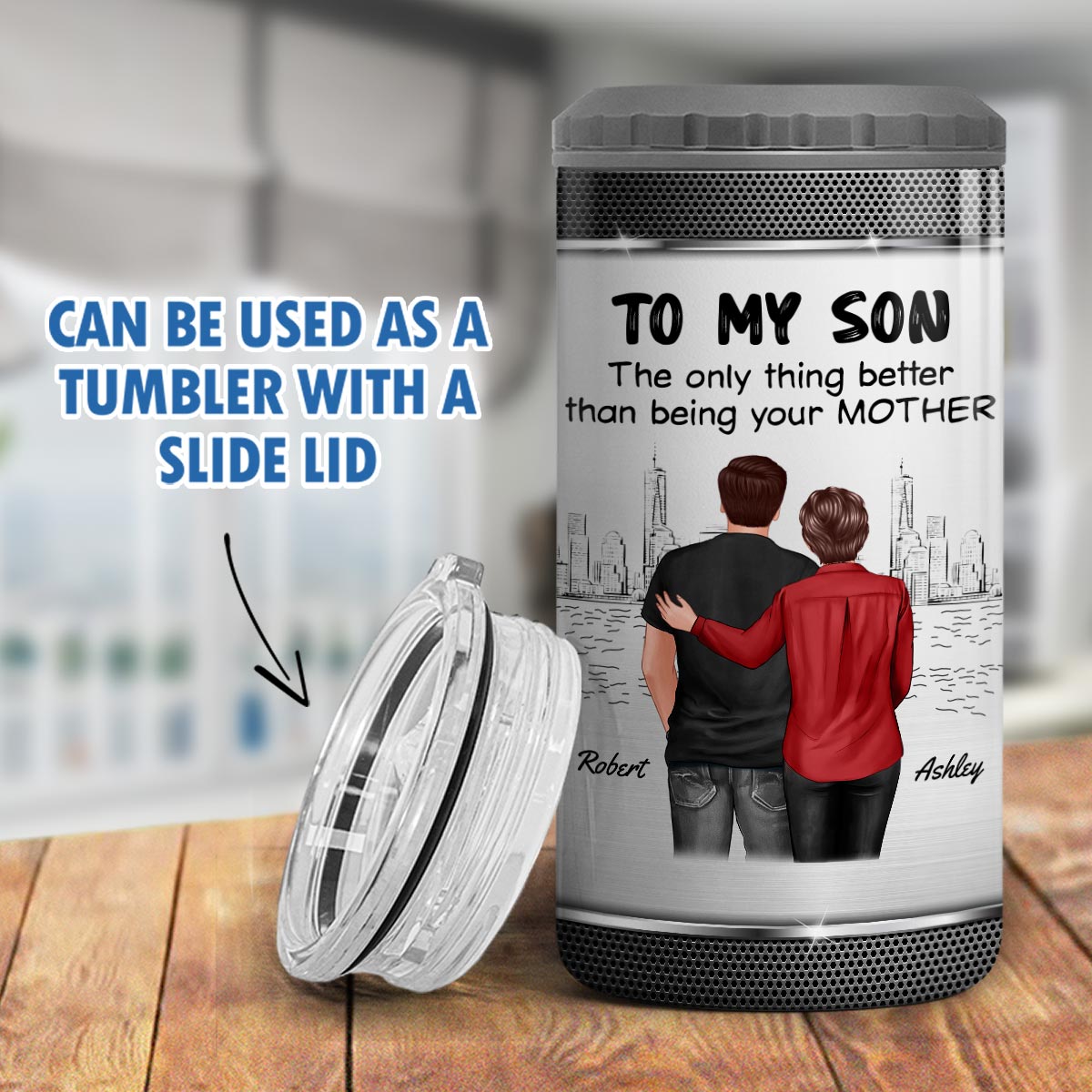 From Mom Dad To Son Watching You Be A Dad Personalized 4-in-1 Can Cooler, Gift For Son