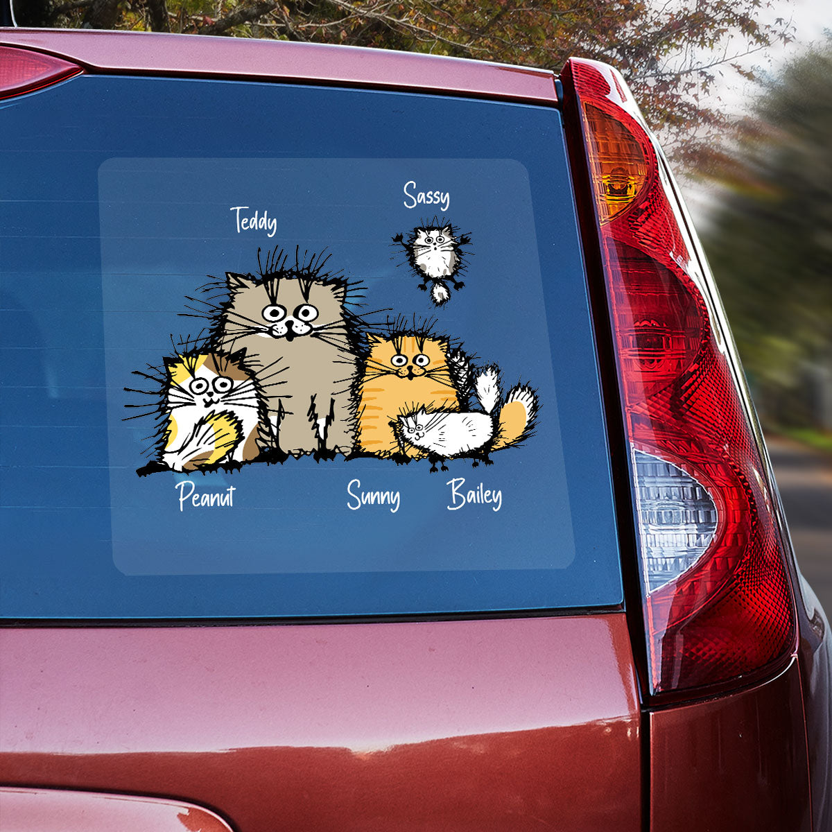 Cute Funny Cats Personalized Decal, Gift For Cat Lovers