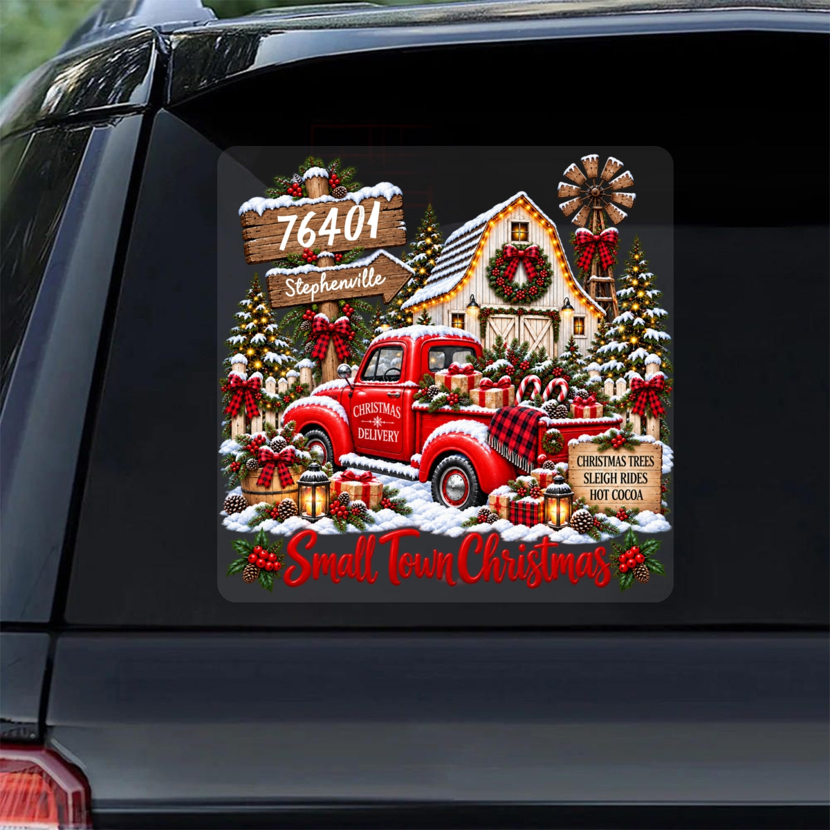 Custom Zip Code Small Town Christmas - Personalized Decal - Trendy Christmas Holiday Tee, Town Pride