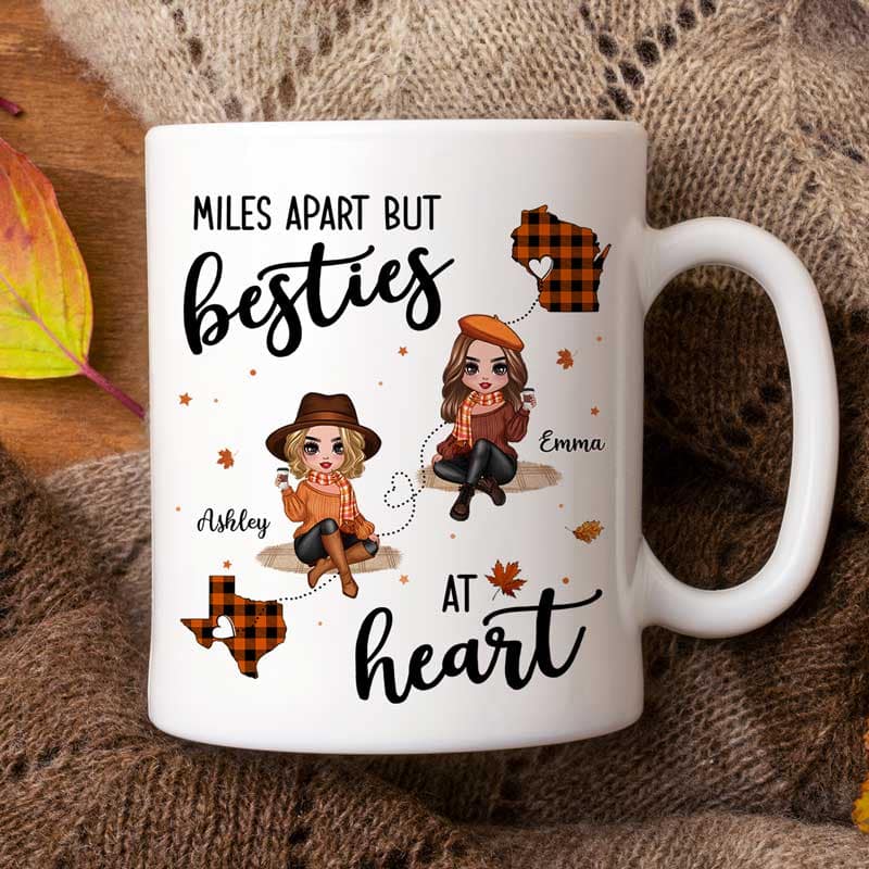 Fall Season Plaid Long Distance Doll Besties Personalized Mug