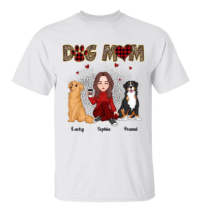 Red Buffalo Plaid And Leopard Pattern Cute Dog Mom Personalized Shirt