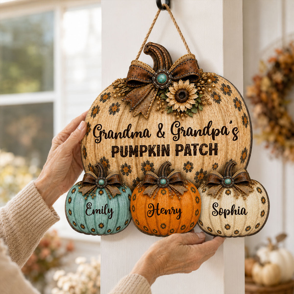 Cozy Rustic Western Fall Season Grandpa Grandma Pumpkin Patch - Personalized Wood Sign - Fall Decoration For Grandparents