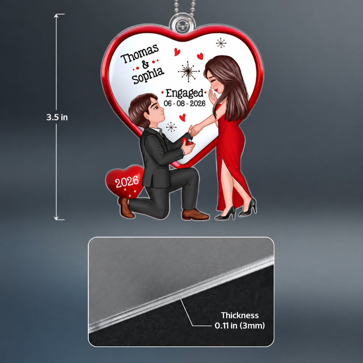 Christmas Keepsake Proposal Memory Engagement Couple Personalized Acrylic Ornament
