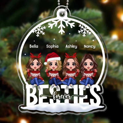 Besties Sisters Forever Snow Globe Christmas Personalized Acrylic Ornament