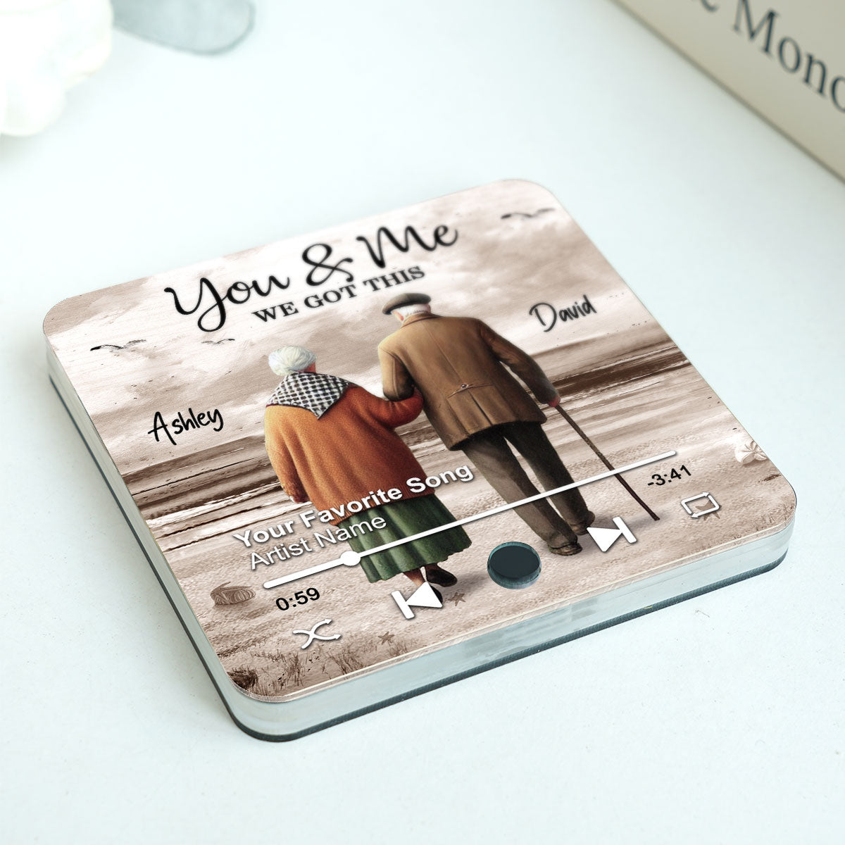Eternal Love Couple Growing Old Together Beach Landscape Personalized Music Fridge Magnet