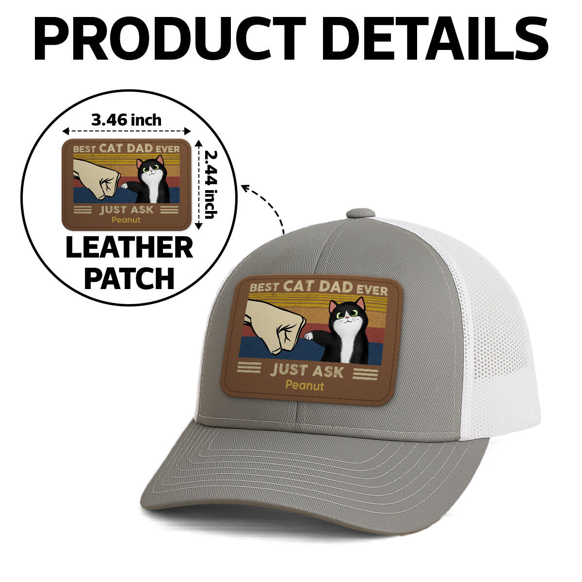 Father’s Day 2025 Gift for Cat Dads - Custom Cat Fist Bump Personalized Trucker Hat