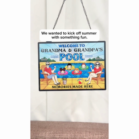 Summer Welcome To Grandpa Grandma Grandparents Pool Personalized Acrylic Suncatcher