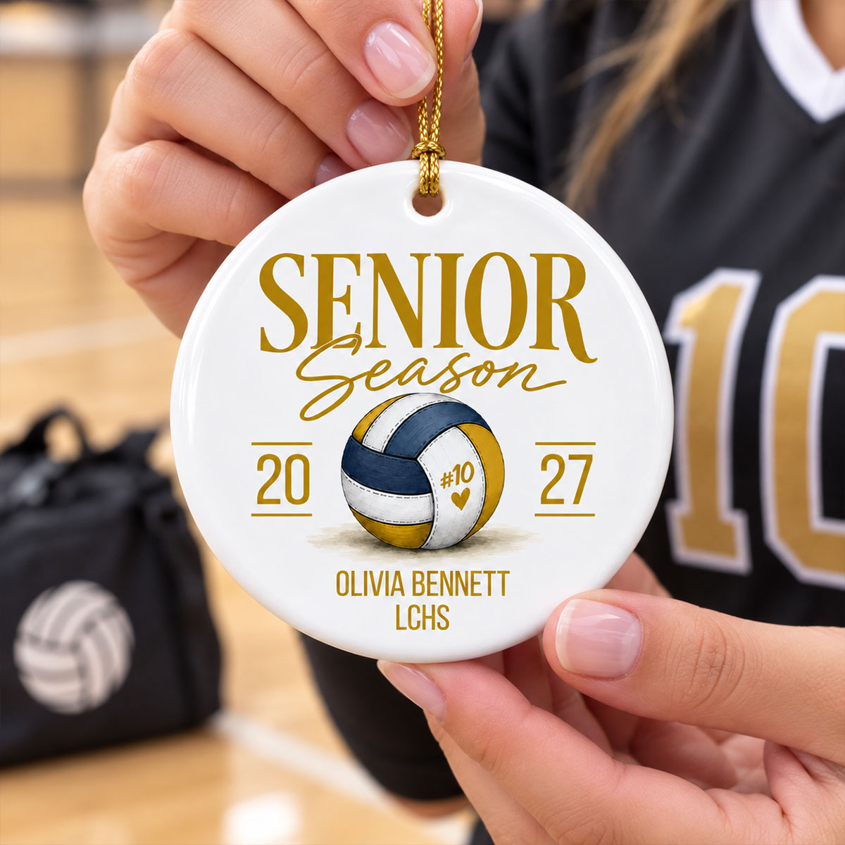 Senior Volleyball - Personalized Ceramic Ornament - Volleyball Senior Night Gift, Class of 2027 Keepsake, Volleyball Player Christmas Gift