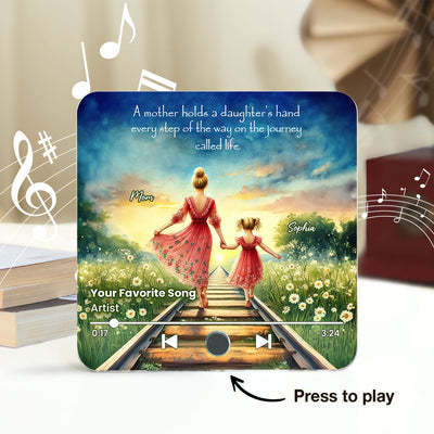 A Mother Holds Her Daughter's Hand Personalized Music Fridge Magnet, Heartfelt Mother Daughter Gift, Birthday Gift for Mom