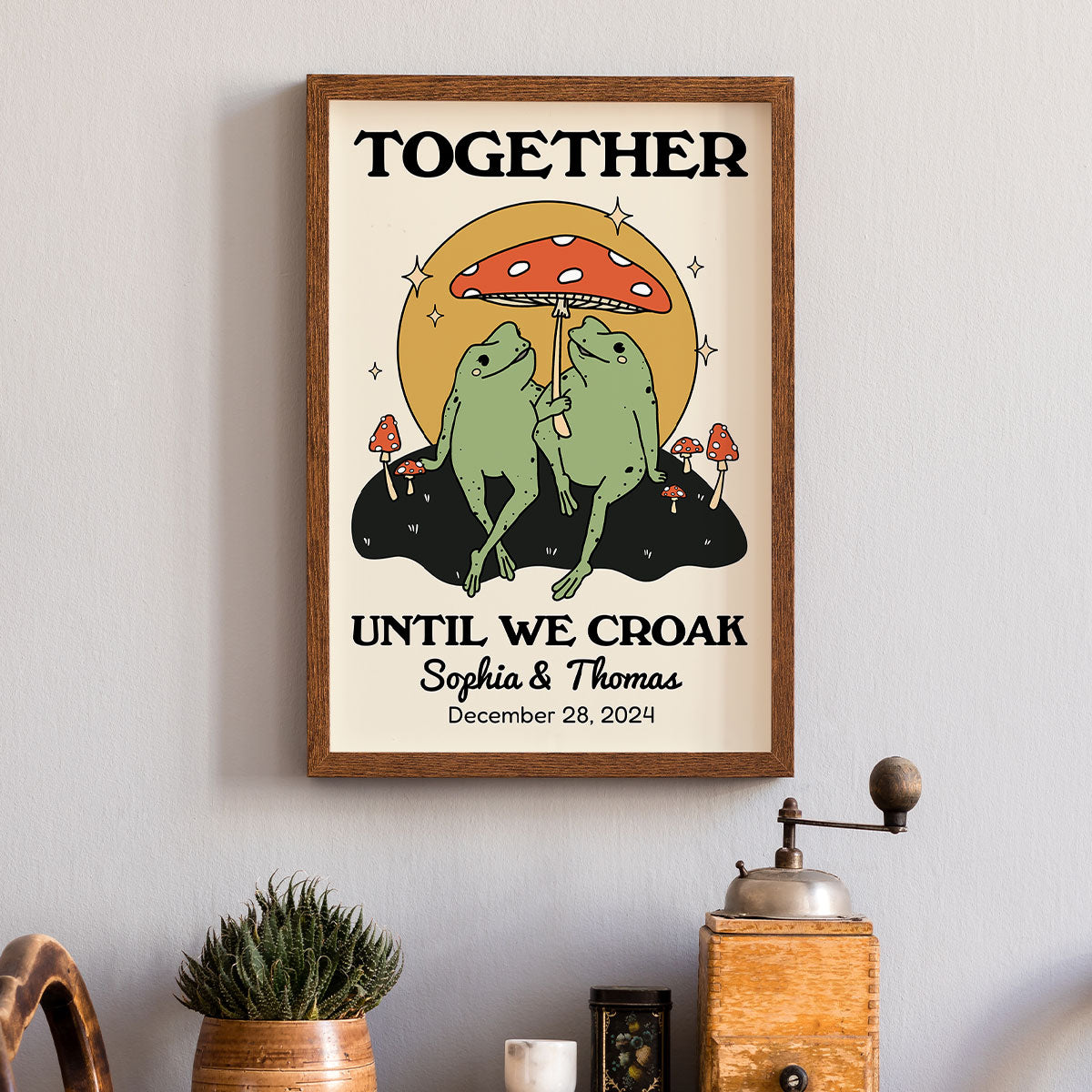 Frog Couple Together Until We Croak Vintage Anniversary Gift Personalized Poster