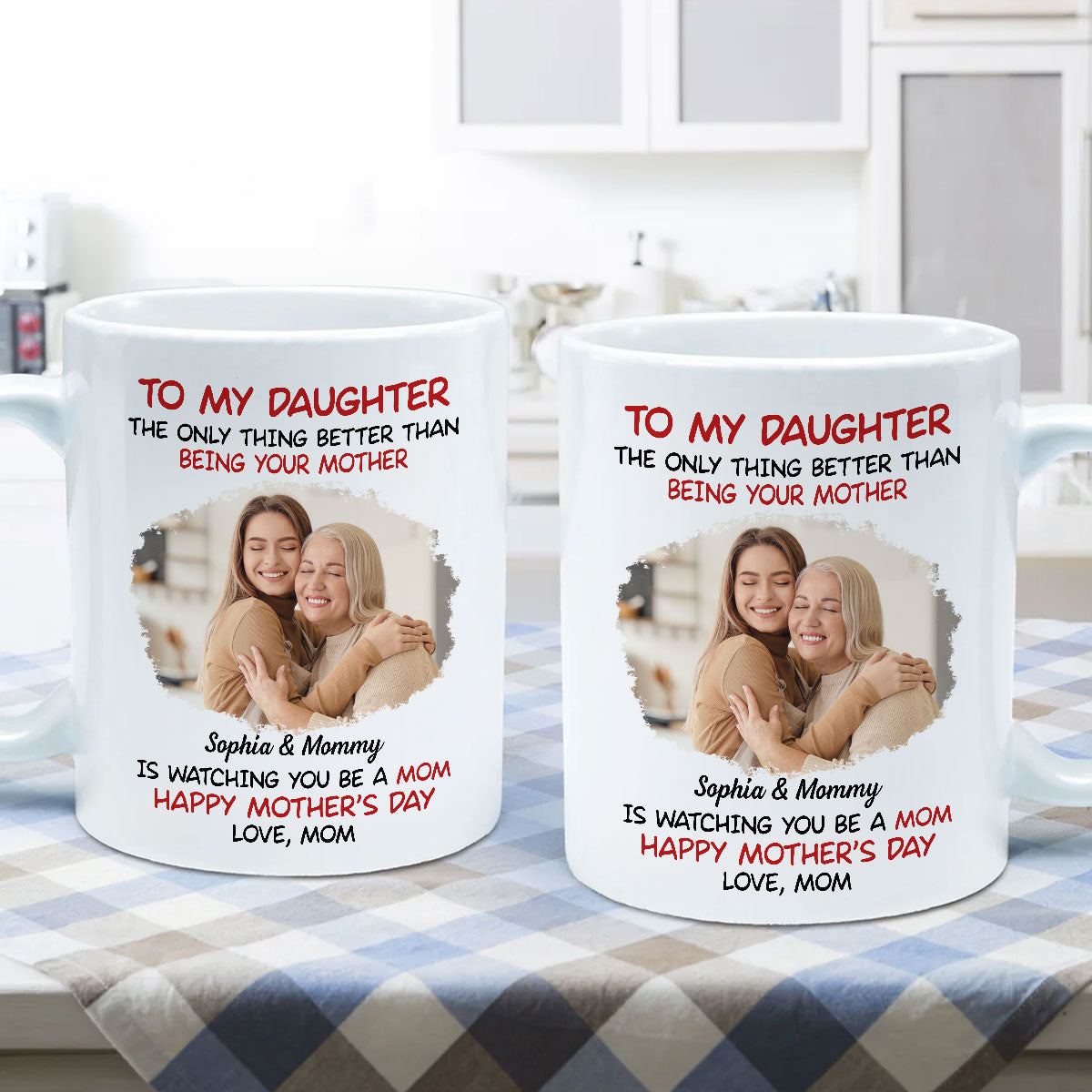 To My Daughter Photo Insert Happy Mother‘s Day Personalized Mug