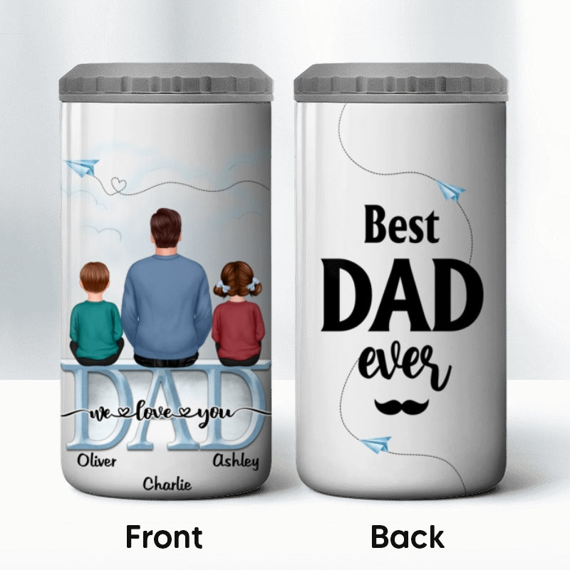 Dad First Hero First Love Tumbler Personalized 4 In 1 Can Cooler Father's Day Gift For Dad