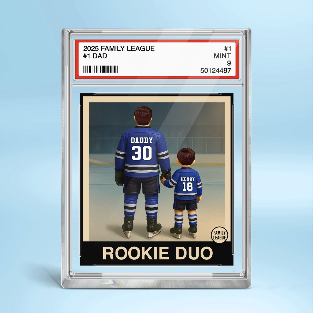 Hockey No. 1 Dad Man & Kids Trading Card Style - Personalized Acrylic Block Plaque