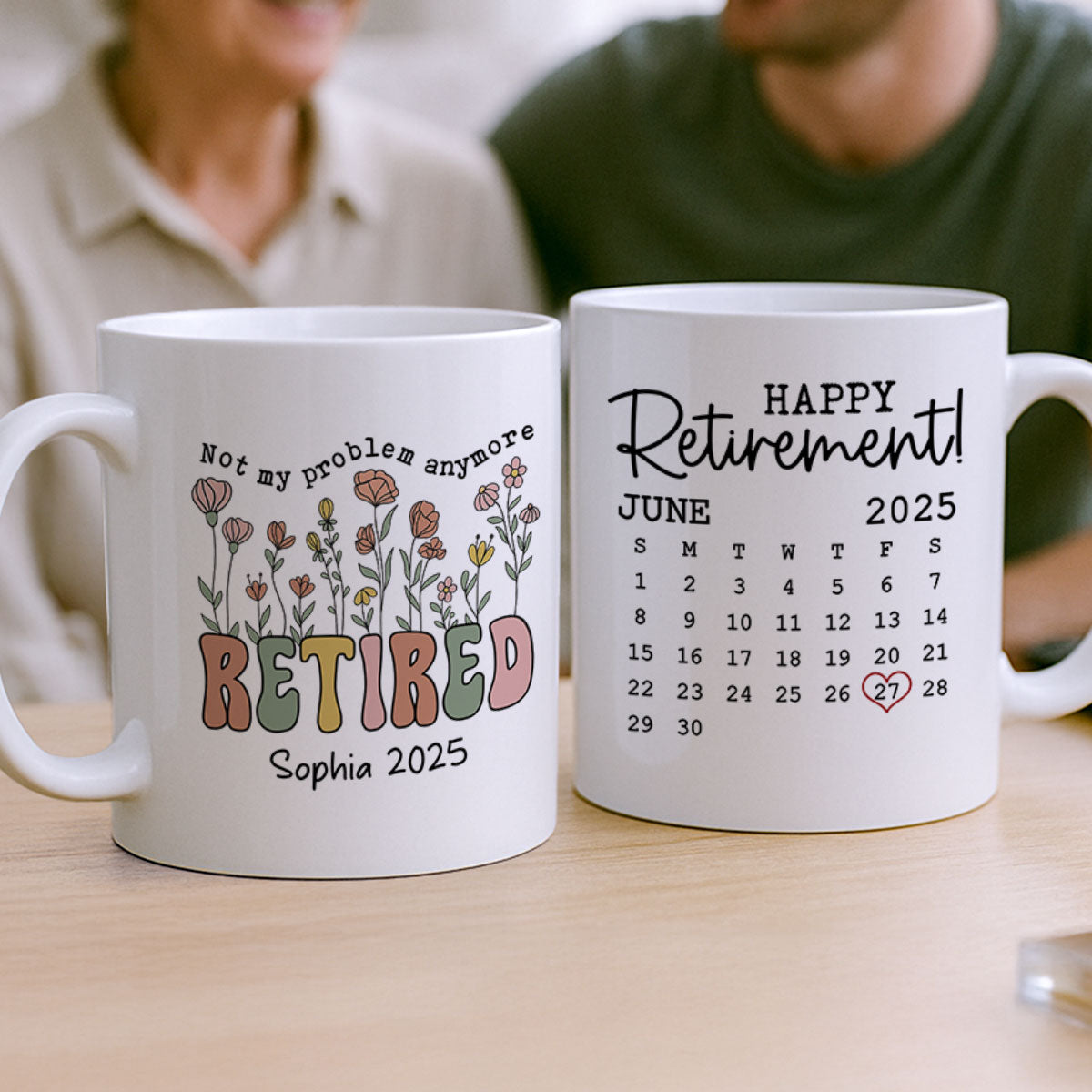 Not My Problem Anymore Retirement Gift Calendar Keepsake Personalized Mug, Farewell Good Luck Gift Coworker, Teacher, Nurse