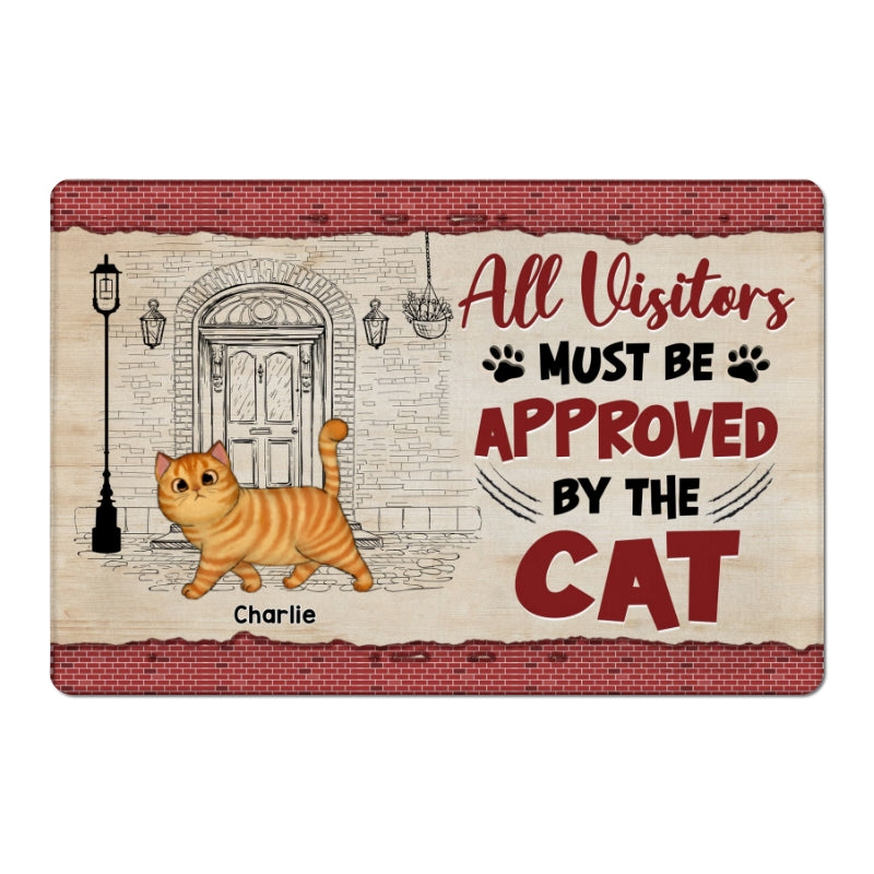 Walking Cats Front Door Sketch Personalized Doormat