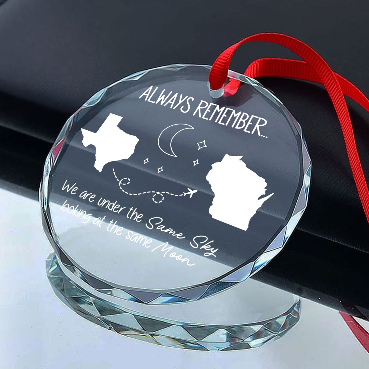 Family Siblings Sisters Besties Long Distance Personalized Glass Ornament, Christmas Gift