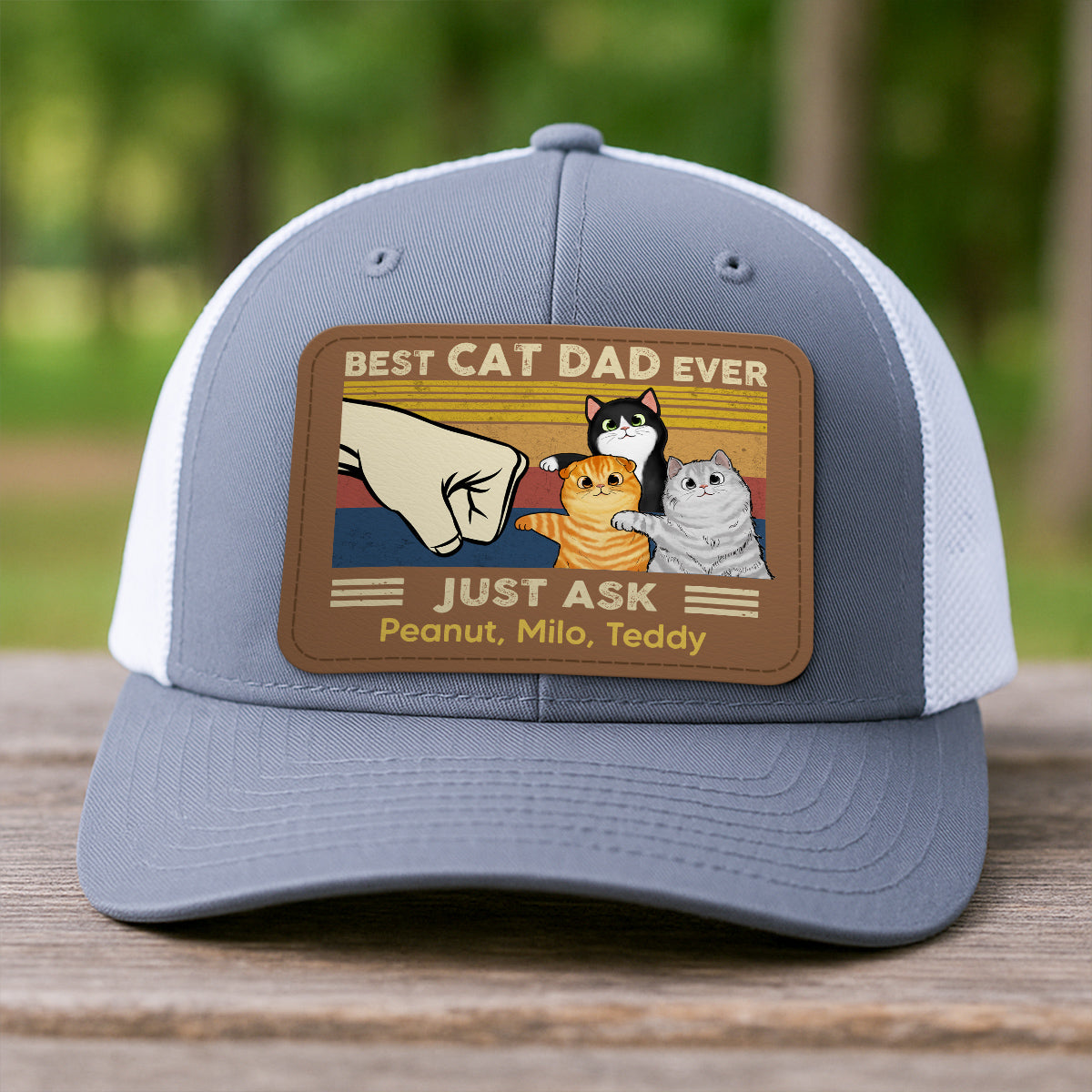Father’s Day 2025 Gift for Cat Dads - Custom Cat Fist Bump Personalized Trucker Hat