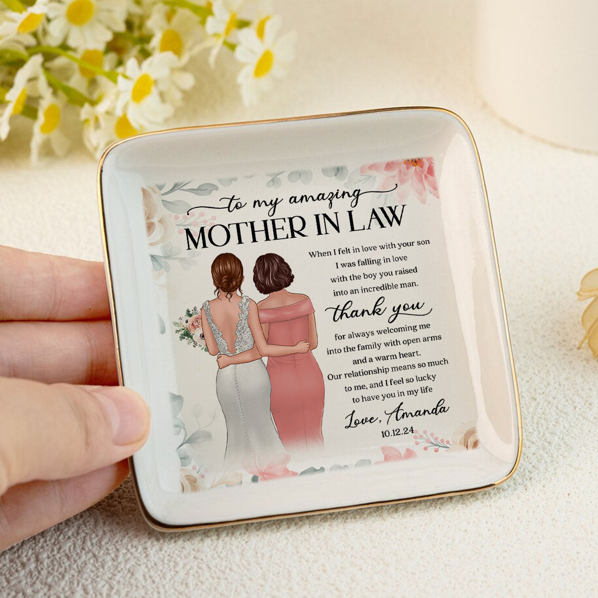 To My Amazing Mother In Law Personalized Jewelry Dish, Unique Wedding Gift, Sentimental Gift For Mother In Law From Bride