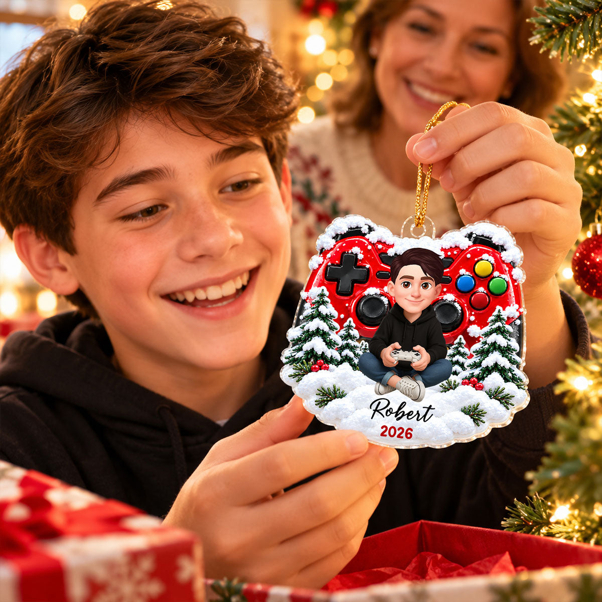 Game Design For Boy Girl - Personalized Acrylic Ornament - Christmas Gift For Gamers Grandkids