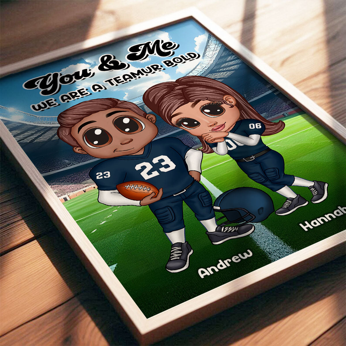 American Football Couple Y2K Style Personalized Poster,  Gift For Couples