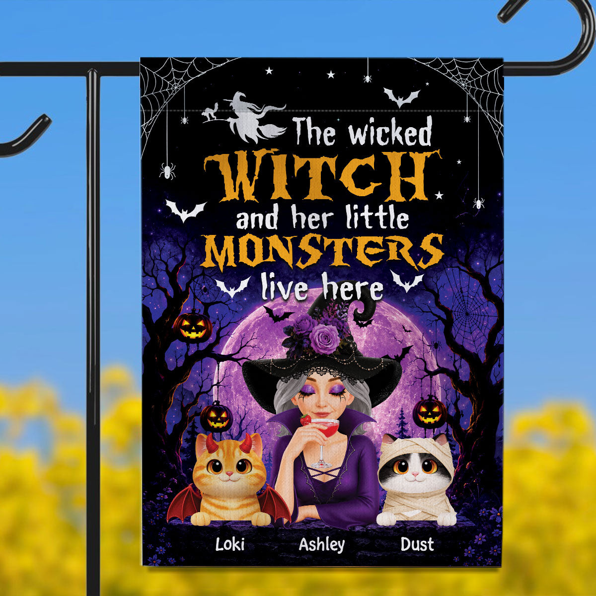 Trending Halloween Theme Cat Mom Witch - Personalized Garden Flag - Halloween Gift For Cat Lovers