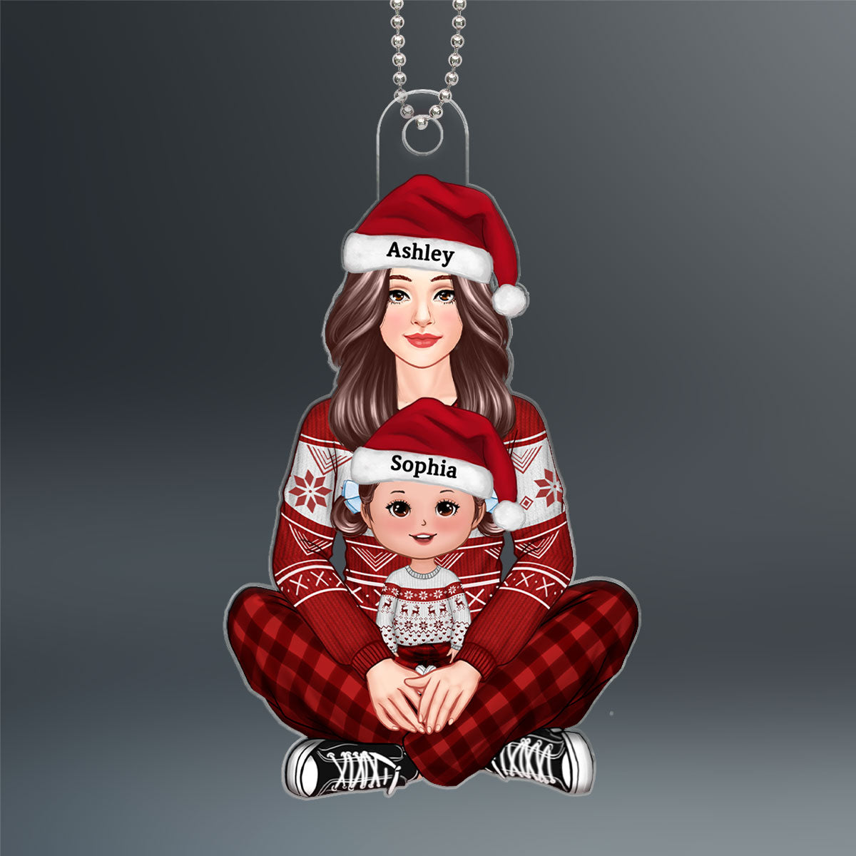 Pretty Grandma Nana Mom Holding Kid Christmas Gift For Grandson Granddaughter Personalized Acrylic Ornament