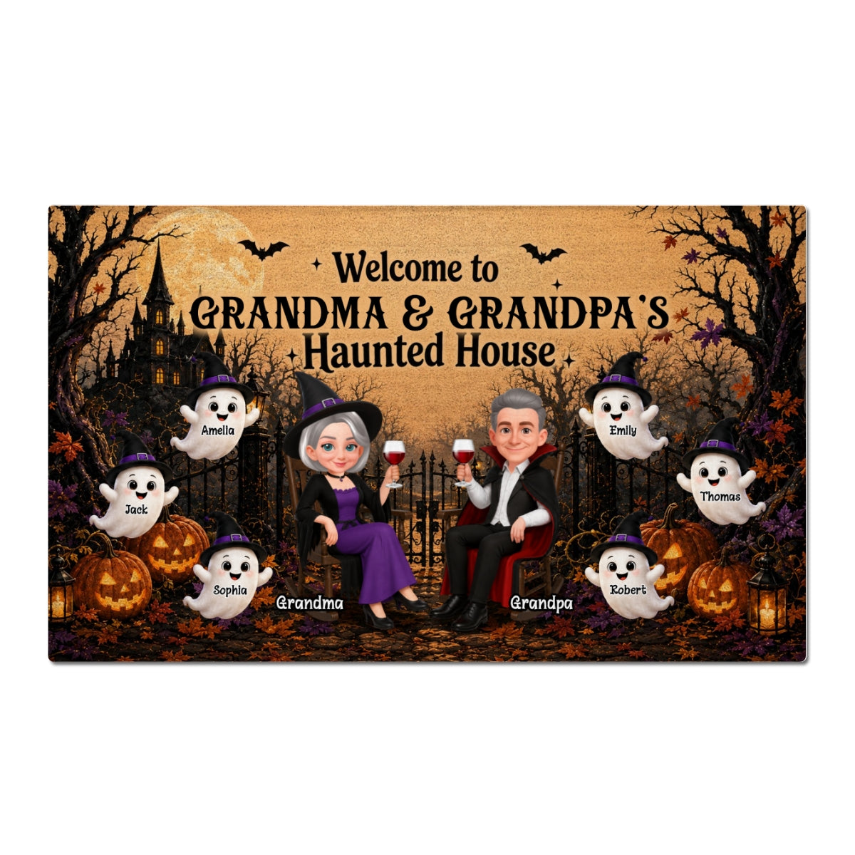 Trending Grandparents' Haunted House - Personalized Doormat - Halloween Decoration