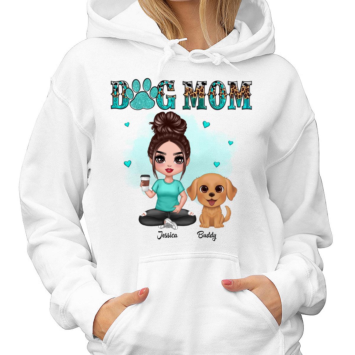 Watercolor Cute Dogs Teal And Leopard Dog Mom Personalized Shirt