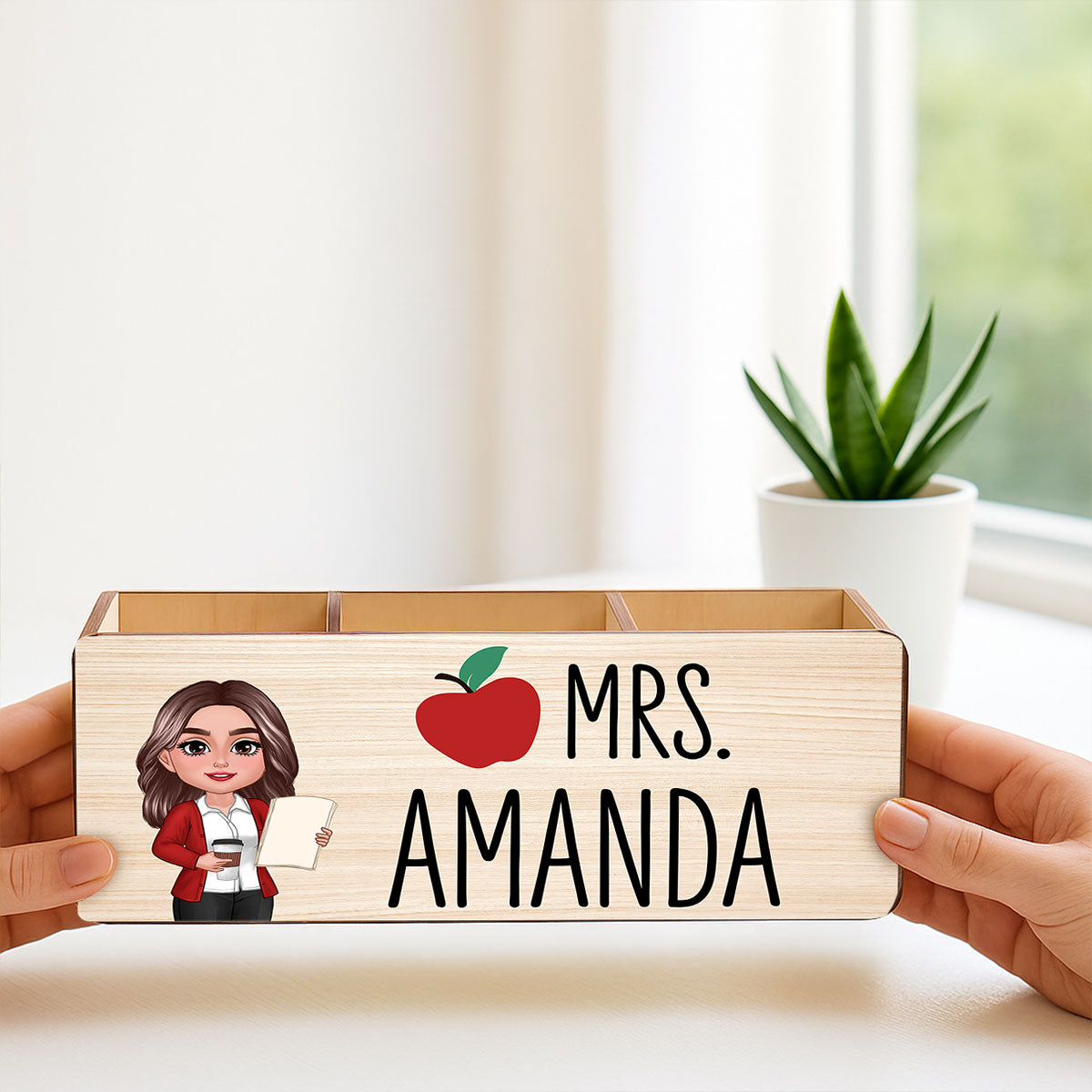 Teacher Apple Personalized Pen And Pencil Holder, Teacher Appreciation Gift, Back To School Gift