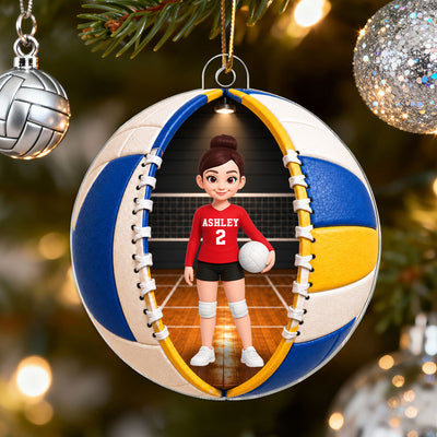 Volleyball Custom Player Name - Personalized Acrylic Ornament - Christmas Gift For Boy, Girl, Grandkids