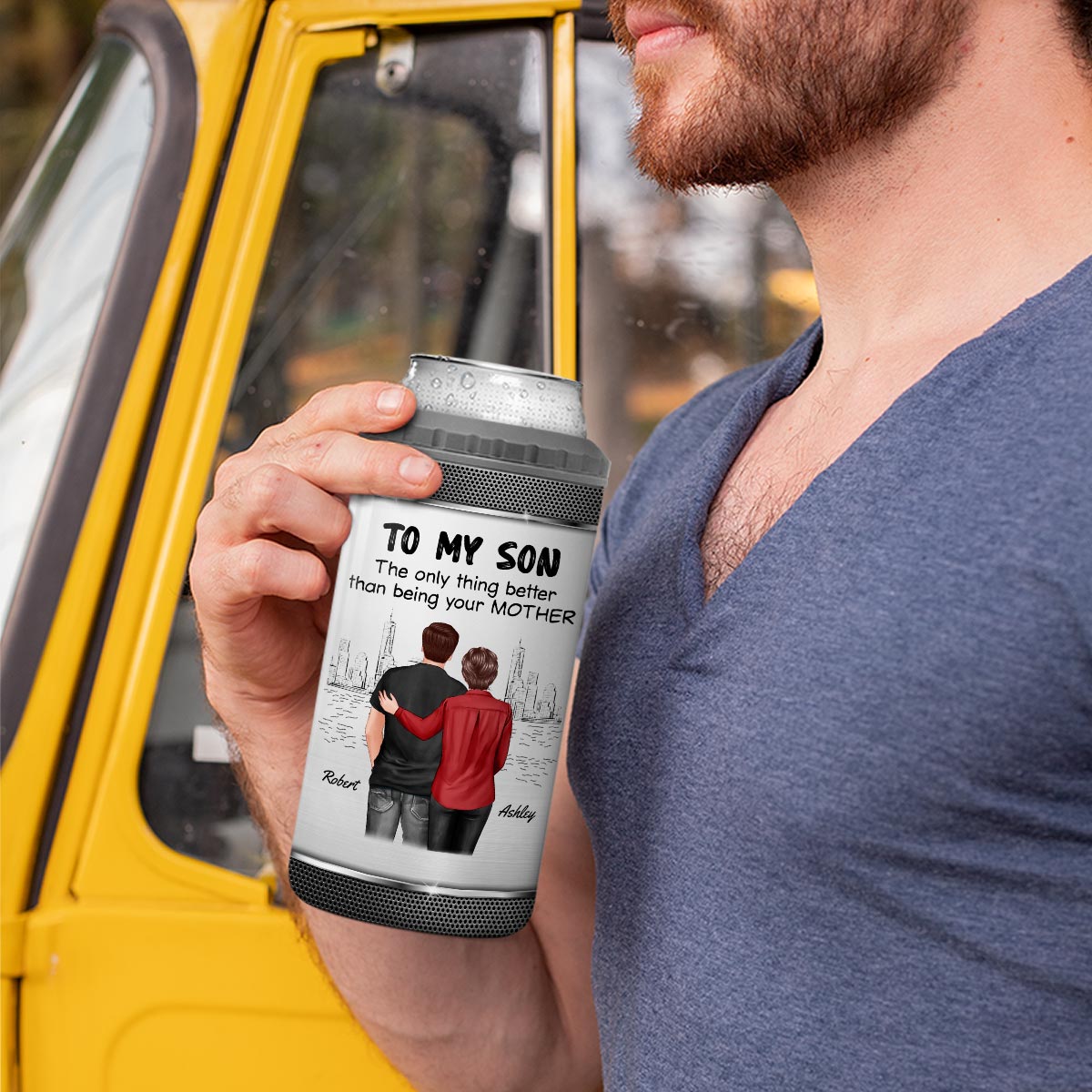 From Mom Dad To Son Watching You Be A Dad Personalized 4-in-1 Can Cooler, Gift For Son