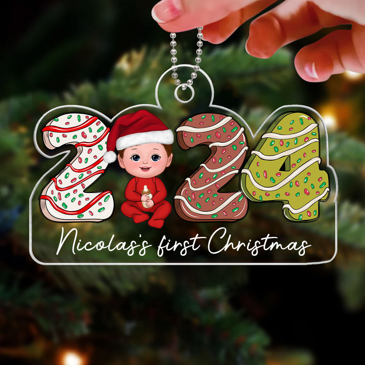 2024 Cake Baby First Christmas Personalized Acrylic Ornament